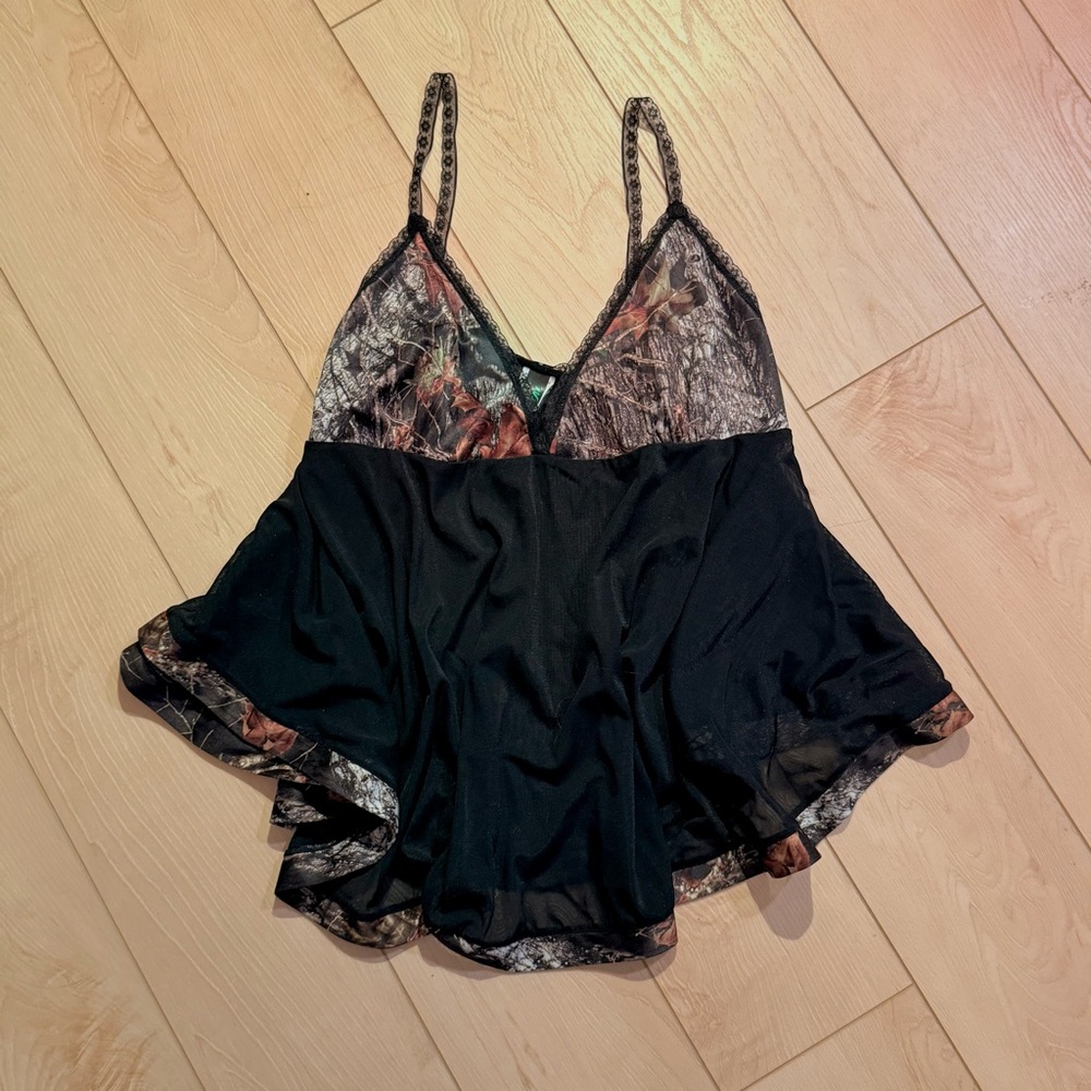 realtree camo babydoll mesh lingerie top by wilderness dreams